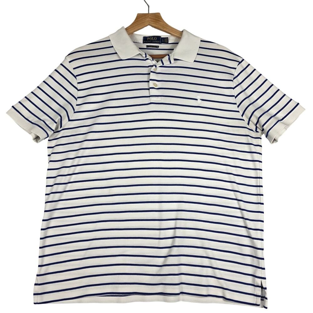 Polo Ralph Lauren Blue Striped Collared Polo Shirt
